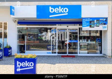 À Marmaris, Turquie - 24 juin 2018 : fabricant aplliances intérieur turc BEKO shop sur Engin Boulevard à Marmaris, Turquie Banque D'Images