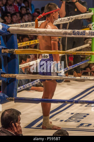 Bangkok, Thaïlande - thaïlandais sont célèbres pour le style de combat de Muay Thai. Ici en particulier des scènes de la Channel 7 Stadium Banque D'Images