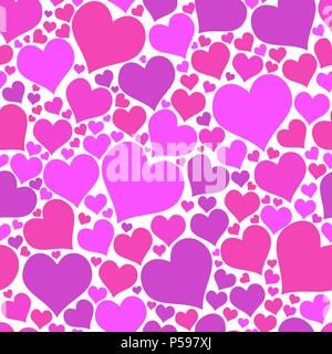 Coeurs de couleur sur fond blanc. Vector seamless chaotique patter Illustration de Vecteur