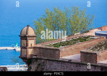 Au tour de château de Montjuic à Barcelone Espagne Banque D'Images