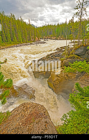 Réduire les chutes Sunwapta à Jasper National Park Banque D'Images