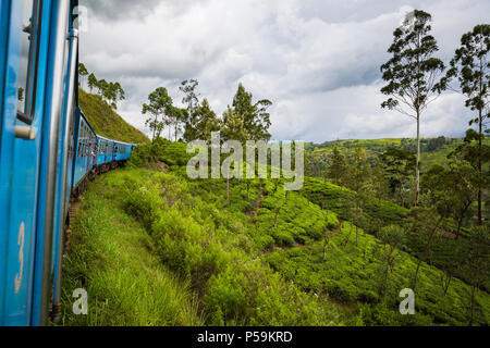 NUWARA ELIYA, SRI LANKA - 8 avril : vieux train le 8 avril 2018 à Nuwara Eliya, Sri Lanka. Train sur les plantations de thé Banque D'Images