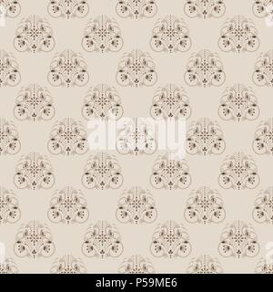 Couleur neutre damassé seamless vector floral pattern. Illustration de Vecteur