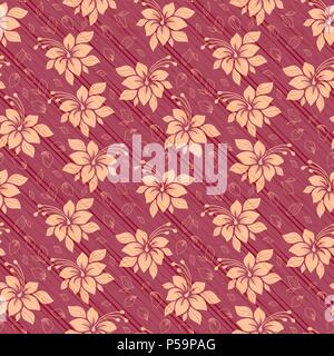 Motif de fleurs délicates en rose pastel et couleurs rouge, coupé comme un vecteur seamless texture tissu Illustration de Vecteur