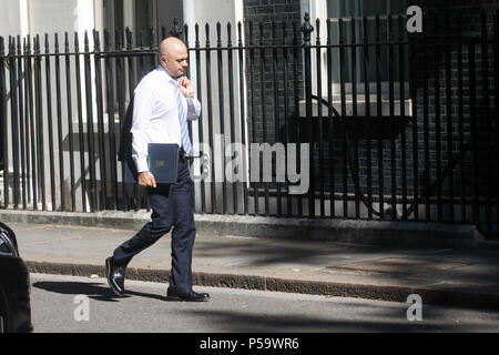 Londres. 26 juin 2018. Sajid Javid député Secrétaire d'État du ministère de l'intérieur arrive à Downing Street Crédit : amer ghazzal/Alamy Live News Banque D'Images