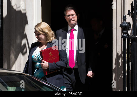 Londres, Royaume-Uni. 26 juin 2018. Karen Bradley MP, Secrétaire d'Etat pour l'Irlande du Nord, et Jeremy Wright QC MP, Procureur Général, laisser 10 Downing Street, à la suite d'une réunion du Cabinet. Les sujets abordés devraient inclure une réunion au sommet du Conseil européen qui se tiendra plus tard cette semaine et l'expansion d'Heathrow. Credit : Mark Kerrison/Alamy Live News Banque D'Images