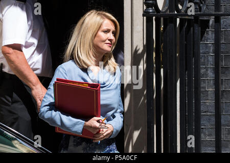 Londres, Royaume-Uni. 26 juin 2018. Esther McVey, député, secrétaire d'État pour le travail et les pensions, feuilles 10, Downing Street, à la suite d'une réunion du Cabinet. Les sujets abordés devraient inclure une réunion au sommet du Conseil européen qui se tiendra plus tard cette semaine et l'expansion d'Heathrow. Credit : Mark Kerrison/Alamy Live News Banque D'Images