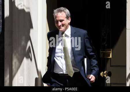 Londres, Royaume-Uni. 26 juin 2018. Damian Hinds MP, Secrétaire d'État à l'éducation, feuilles 10, Downing Street, à la suite d'une réunion du Cabinet. Les sujets abordés devraient inclure une réunion au sommet du Conseil européen qui se tiendra plus tard cette semaine et l'expansion d'Heathrow. Credit : Mark Kerrison/Alamy Live News Banque D'Images