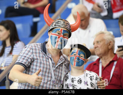 Rostov-sur-Don. 26 Juin, 2018. Fans de l'Islande réagir avant la Coupe du Monde 2018 Groupe d match entre l'Islande et la Croatie à Rostov-sur-Don, la Russie, le 26 juin 2018. Credit : Lui Siu Wai/Xinhua/Alamy Live News Banque D'Images