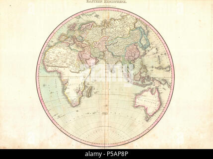 Pinkerton 1818 Carte de l'hémisphère oriental ( Asie , Afrique , Europe , Australie) - Geographicus - EasternHemisphere2-pinkerton-1818. Banque D'Images