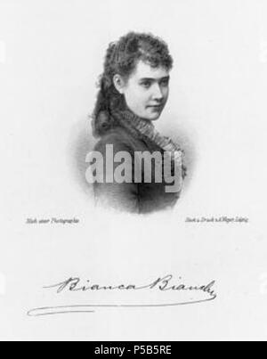 N/A. Bianca Bianchi (1855-1947) Deutsch : Bianca Bianchi, Opernsängerin. Anglais : la cantatrice Bianca Bianchi. Années 1870. Août Weger (1823-1892) Description graveur Allemand Date de naissance/décès 28 Juillet 1823 27 mai 1892 Lieu de naissance/décès Nuremberg Leipzig Leipzig Lieu de travail contrôle d'autorité : Q21396170 VIAF:69194417 ISNI:0000 0000 6658 8207 RCAC:n97875130 GND:117218456 BNE:XX1521277 WorldCat 198 Bianca Bianchi Weger Banque D'Images