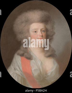 Augusta Maria Carolina van Nassau-Weilburg (1764-1802). Nicht van Willem V, Prins van Oranje-Nassau, dochter van zijn zuster Carolina . Nederlands : Portret van Augusta Maria Carolina van Nassau-Weilburg (1764-1802). Nicht van Willem V, Prins van Oranje-Nassau, dochter van zijn zuster Carolina. Lijve 10 halven naar rechts. Maakt deel uit van een reeks van negen portretten van prinsen en prinsessen Uit het huis van Oranje-Nassau (SK-A-408/416). Onderdeel van de collectie pastels. . Entre 1785 et 1795. N/A 150 Augusta Maria Carolina van Nassau-Weilburg (1764-1802). Nicht van Willem V, prins Banque D'Images