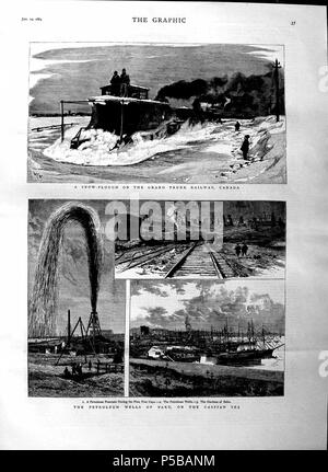 N/A. Anglais : 1884 puits de pétrole de la mer Caspienne Bakou la Snow-Plow Victorienne Ancienne Cartes imprime une page complète à partir du graphique, un journal hebdomadaire illustré Date semaines comme indiqué en haut de la page ou dans le titre, la taille de l'image est d'environ ( marges injcluding comme indiqué )quelque 15,5 X 11 pouces (395x280). 1884. Inconnu (publié par le graphique) 31 1884 puits de pétrole de la mer Caspienne Bakou-neige Train de charrue Banque D'Images