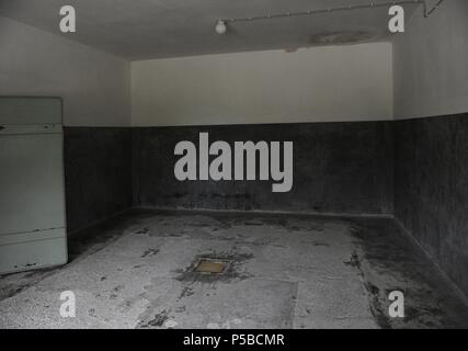 Camp de concentration de Dachau. Camp de prisonniers nazis a ouvert ses portes en 1933. Barrack X. 1942-1943. L'intérieur de la chambre à gaz 1. L'Allemagne. Banque D'Images