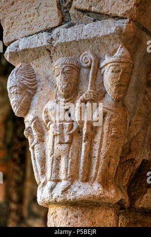 Cloître, Collégiale de Santa Maria, Alquezar, Aragon, Espagne Banque D'Images