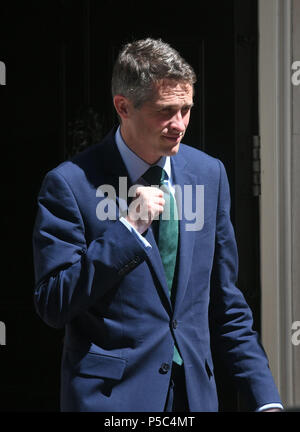 Le secrétaire d'État à la défense, Gavin Williamson, feuilles 10 Downing Street, Londres, à la suite d'une réunion du cabinet. Banque D'Images