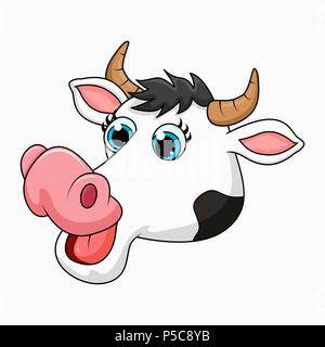 Cartoon design cow head isolé sur fond blanc Illustration de Vecteur