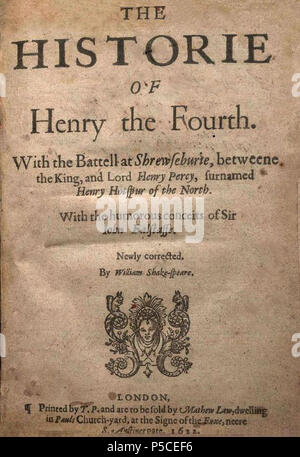 N/A. Anglais : page de titre de 1H4 . William Shakespeare (1564-1616) Description Français dramaturge, poète, comédien, scénariste, acteur et dramaturge Date de naissance/décès 23 Avril 1564 23 avril 1616 (dans le calendrier julien) Lieu de naissance/décès Stratford-upon-Avon Stratford-upon-Avon contrôle d'autorité : Q692 VIAF:96994048 ISNI:0000 0001 2103 2683 ULAN:500272240 RCAC:n78095332 ALN:35491939 33 WorldCat 1H4 Q6 TP 1622 Banque D'Images