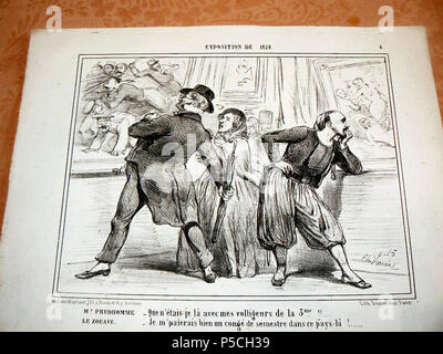 N/A. English : litographie par Charles Vernier. Commentaires de M. Prudhomme et d'un zouave devant un tableau de guerre. Date inconnue. Charles Vernier (1831-1892), caricaturiste et lithographe français Description Date de naissance/décès 1813 1887 Lieu de naissance/décès Paris Versailles contrôle d'autorité : Q2960385 VIAF:14981426 ISNI:0000 0001 2121 7856 ULAN:500124980 RCAC:n85042791 GND:115615873 WorldCat 541 Exposition de 1859 Banque D'Images