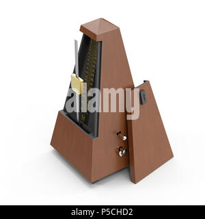 Le vieux- jeu metronome isolé sur blanc. 3D illustration Banque D'Images