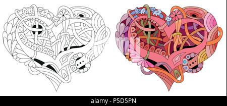 Livre de coloriage adultes vecteur de textures. La conception de l'art peint à la main. Jeu de couleurs et de contours Illustration de Vecteur