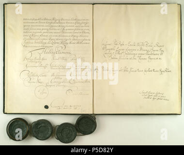 67 szwedzcy zawierają Komisarze AGAD pokój z Janem Kazimierzem królem Leopoldem, polskim, cesarzem Fryderykiem,, j'Wilhelmem margrabią brandenburskim, 18 Banque D'Images