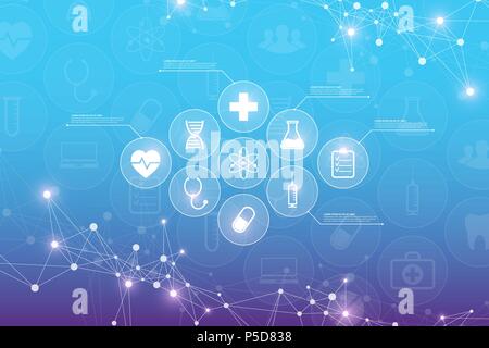 Résumé vecteur d'adn avec l'infographie d'affaires soins de santé médicale des icônes. La chimie médicale conception infographique. Innovation, technologie concept design Illustration de Vecteur