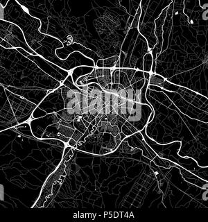 Carte de la région de Saragosse, Espagne. Fond sombre version pour l'infographie et des projets de marketing. Cette carte de Saragosse contient des monuments typiques avec stre Illustration de Vecteur