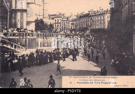 28 1830 1905, 75º aniversário da Independência belga, Cortejo, Arquivo de Villa Maria, Angra do Heroísmo, Açores. Banque D'Images