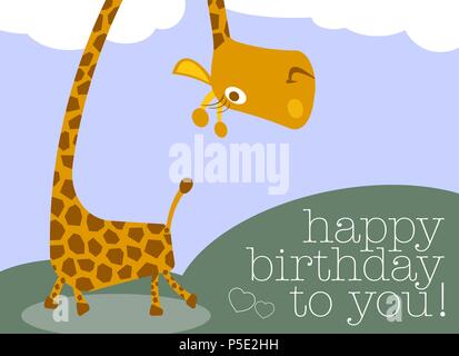 Smiling funny girafe happy birthday card Illustration de Vecteur