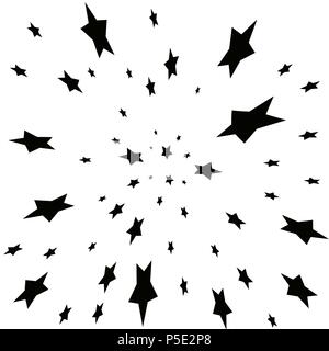 Shooting Star noir élégant avec Star Trail sur fond blanc Illustration de Vecteur