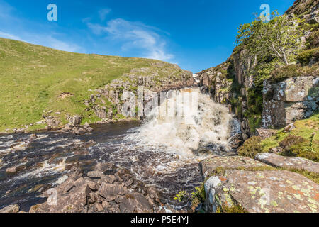 North Pennines Paysage de l'AONB, chaudron cascade sur le museau du fleuve Tees Pennine Way sentier de longue distance Banque D'Images