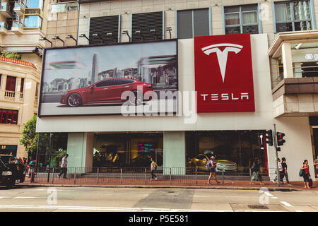 HONG KONG - 30 MAI 2018 : garage showroom Tesla dans Wan Chai, Hong Kong Banque D'Images