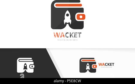 Vector wallet et rocket combinaison logo. Sac à main et le démarrage d'un symbole ou d'icône. Des finances et de l'unique modèle de conception de logo de vaisseau spatial. Illustration de Vecteur