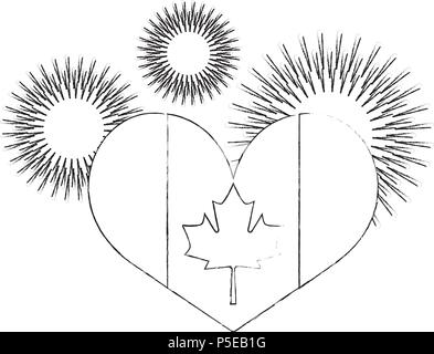 Drapeau de la fête du canada dans la région de coeur d'artifice celebration Illustration de Vecteur