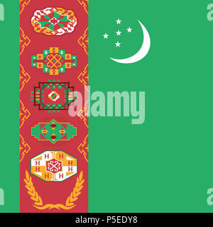 Drapeau national officiel du Turkménistan Banque D'Images