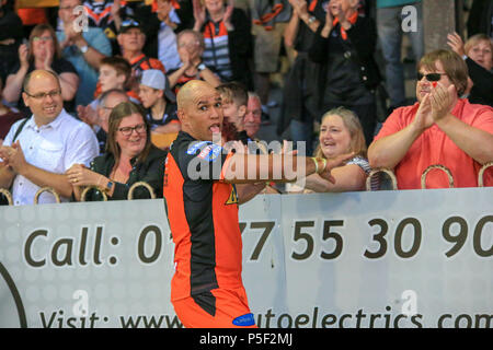 Vendredi 22 juin 2018 , Mend-A-Jungle flexible Stadium, Angleterre ; Betfred Super League, Castleford Tigers v Wigan Warriors;Jake Webster de Castleford Tiger Banque D'Images