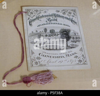 N/A. Anglais : Exposition dans le musée de Concord, Concord, Massachusetts, USA. 30 décembre 2014, 13:36:08. 409 carte Daderot Danse, Grand Bal militaire et civil du Centenaire, Concord, Avril 19, 1875, Musée du papier - Concord - Concord, MA - DSC05654 Banque D'Images