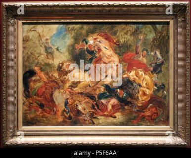 433 Eugène Delacroix, caccia al leone (bozzetto), 1854 Banque D'Images