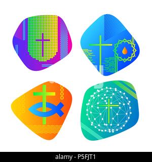 Un ensemble de couleurs lumineuses logos chrétien pour l'église, ministère, conférence, camp, etc. Illustration de Vecteur