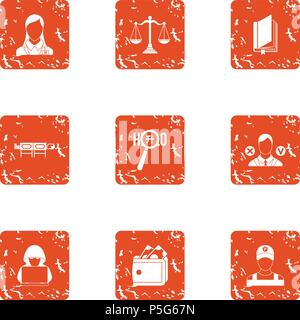 Privacy icons set, grunge style Illustration de Vecteur