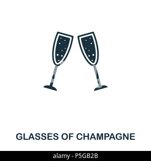 L'icône de verres de champagne. L'icône de style de ligne design. L'ASSURANCE-CHÔMAGE. Illustration de verres de champagne. Les pictogrammes isolé sur blanc. Prêt à utiliser dans la conception de sites web, applications, logiciel, imprimer. Banque D'Images