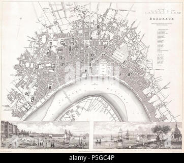 1832 S.D.U.K. Carte de Bordeaux, France - Geographicus - Bordeaux-SDUK-1832. Banque D'Images