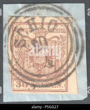 N/A. Anglais : Cachet de Lombard-vénitien, 30 centesimi question 1854, annulée à Schio . 1854. Poste de l'Empire autrichien 153 Autriche 1854 Lombard-Vénitien SCHIO Banque D'Images