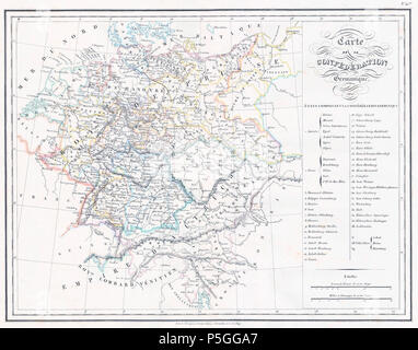 Malte-Brun 1835 Carte de la Confédération germanique. Banque D'Images