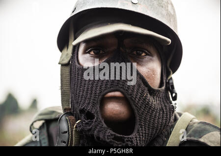 République démocratique du Congo, soldat de l'armée nationale près de Goma, au Nord Kivu Banque D'Images