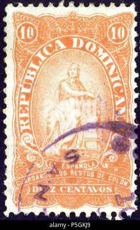 N/A. Anglais : 10 centavos Republica Dominicana question 1899 (Columbus), violet annuler SAN ... Michel N°77. 1899-02-87 2018-04-21) (scan. F.Rieusset, Barcelone (dates) 31 10c 1899 San RepDominicana mi77 Banque D'Images