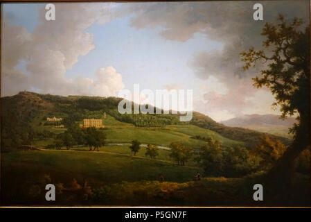 N/A. Anglais : Peinture affiche dans - 08 - Derbyshire, Angleterre. 18 juin 2016, 10:04:15. 47 Daderot vue de Chatsworth, par William Marlow (1740-1813), ch. 1770 - Prix de satin vert, Chatsworth House - Derbyshire, Angleterre - DSC03160 Banque D'Images