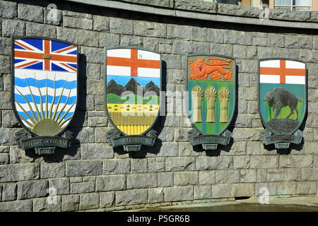 Les armoiries des provinces canadiennes pour les quatre provinces de l'ouest. Banque D'Images