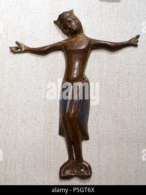 N/A. Français : pièce à la Princeton University Art Museum - l'Université de Princeton, Princeton, New Jersey, USA. 1 décembre 2016, 15:56:47. Daderot 381 Corpus pour un Crucifix, Français, Limoges, 1200s, le cuivre avec dorures et émail - Princeton University Art Museum - DSC06733 Banque D'Images